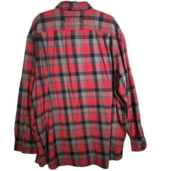 Duluth Trading Co Red Gray Plaid Flannel Shirt 3XL Tall - Picture 3 of 4